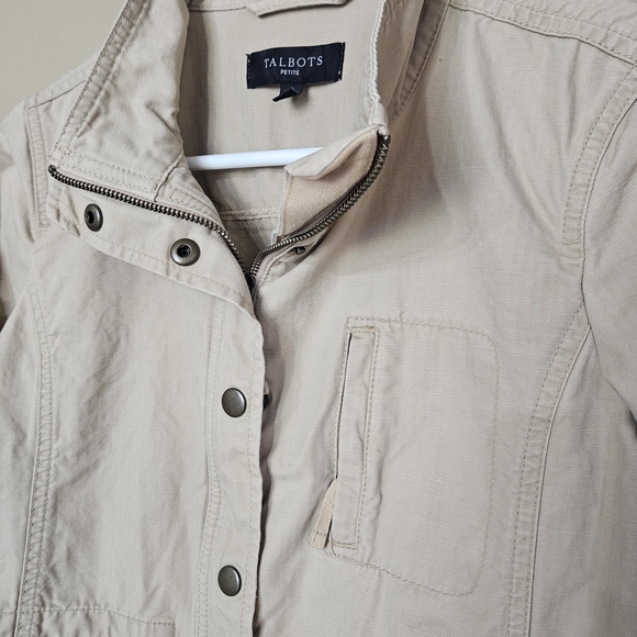 Talbots Petite Utility Jacket – Size PS (4P–6P) – Khaki Lightweight Casual Outer - Picture 4 of 6